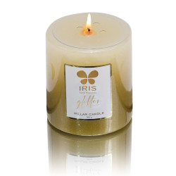 Iris-Gold Lacquered Glitter Candle 
