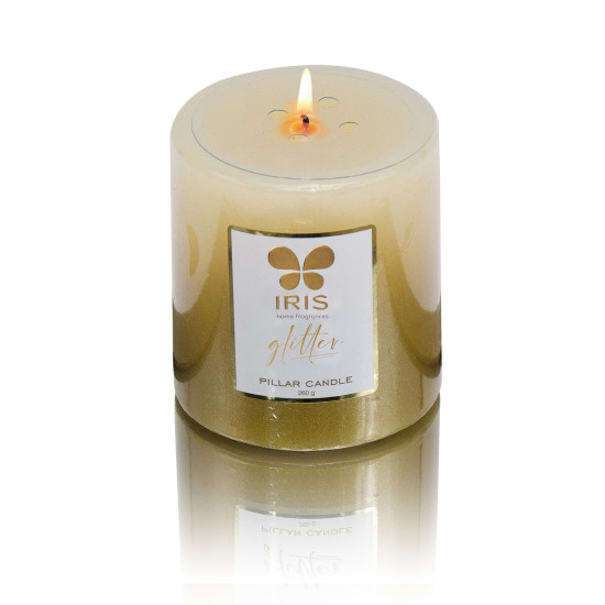 Iris-Gold Lacquered Glitter Candle 
