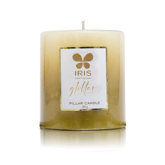 Iris-Gold Lacquered Glitter Candle 
