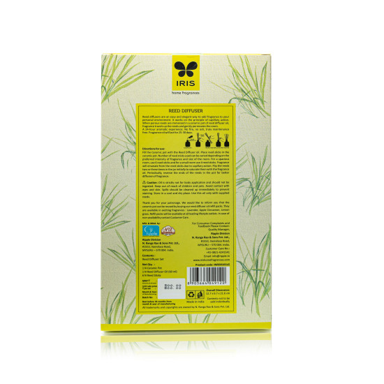 Iris Lemon Grass Reed Diffuser set with 60ml oil and 6N reed sticks
