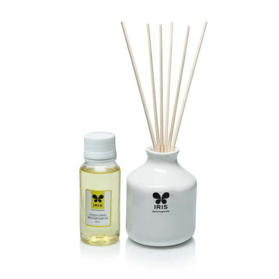 Iris Lemon Grass Reed Diffuser set with 60ml oil and 6N reed sticks
