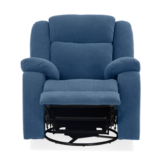 Duroflex Avalon - Rocking & Revolving Single Seater Fabric Recliner in Twilight Blue Colour
