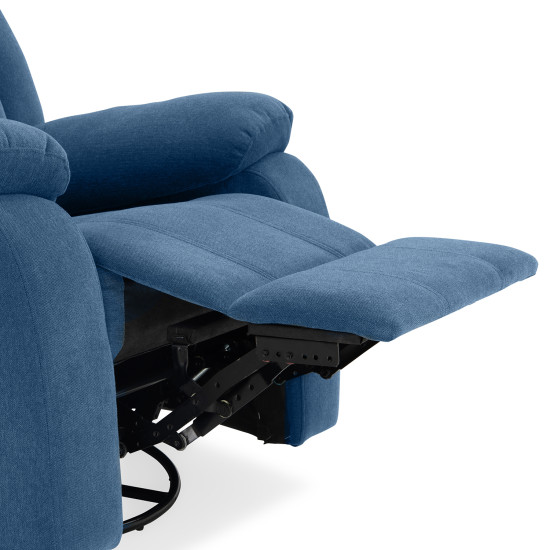 Duroflex Avalon - Rocking & Revolving Single Seater Fabric Recliner in Twilight Blue Colour
