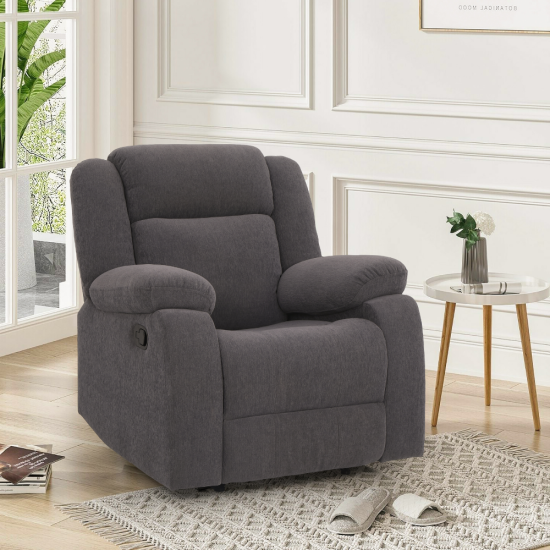 Duroflex Avalon Fabric Single Seater Recliner in Grey Color
