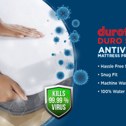 Duroflex Duro Safe - Antiviral Mattress Protector Double Size ( 78 X 48 Inch) MAROON
