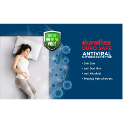Duroflex Duro Safe - Antiviral Mattress Protector Double Size ( 78 X 48 Inch) WHITE
