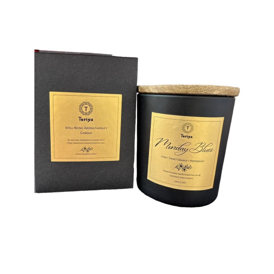 Turiya Presents Monday Blues from Well-Being Collection All Natural, Non-toxic, Organic, Premium Plant based Coconut Wax, Pure Essential oil Luxury Aromatherapy Candle
