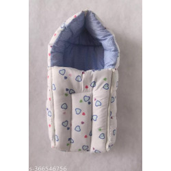 Baby's Cotton Sleeping and Carry Bag (0-6 Months) (Blue Heart )
