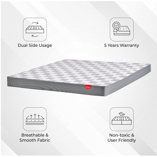 Kurl-On High Resilience (Hr) Foam Mattress | Dual Roll Pack Mattress , Reversible Soft & Firm Sides Mattress.
